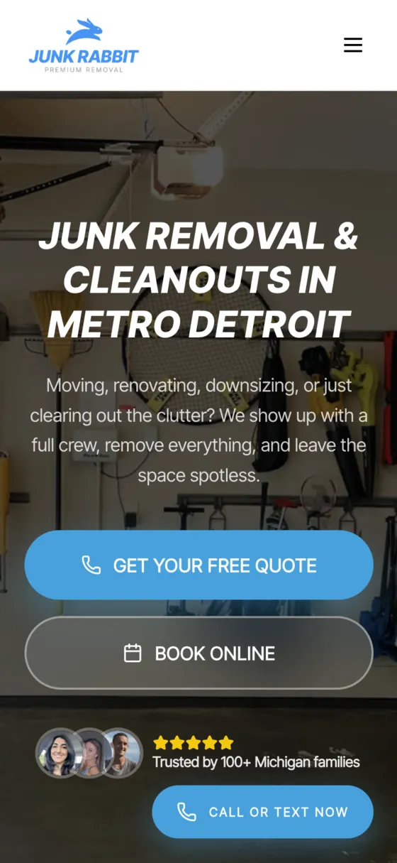 Junk Rabbit website on a phone